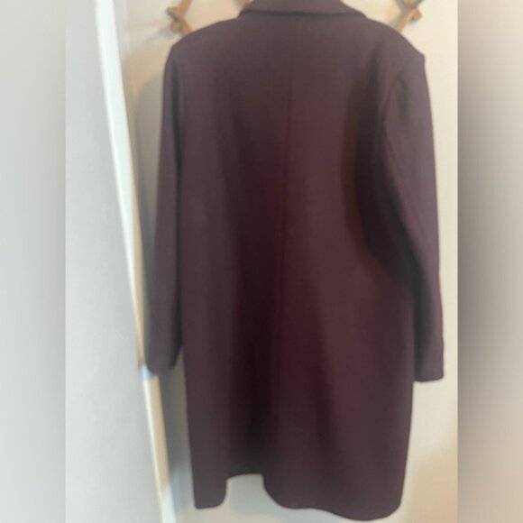 Bernardo burgundy wool coat with faux leather there removable collar ladies M - Picture 3 of 7